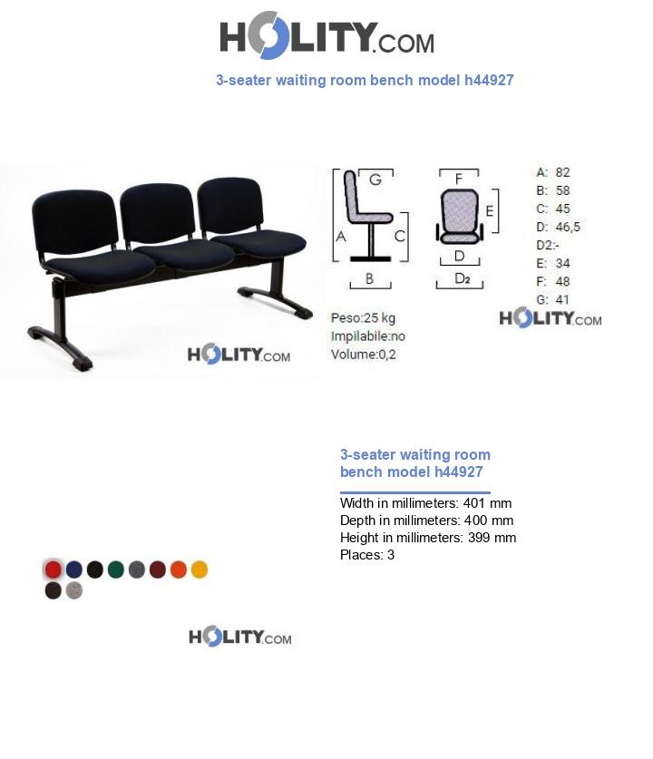 3-seater waiting room bench model h44927