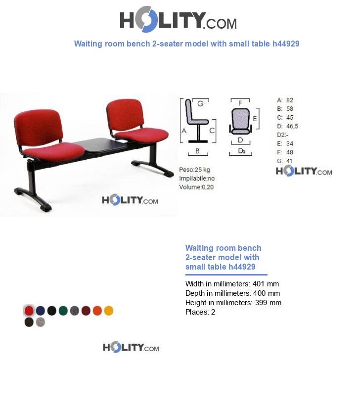 Waiting room bench 2-seater model with small table h44929