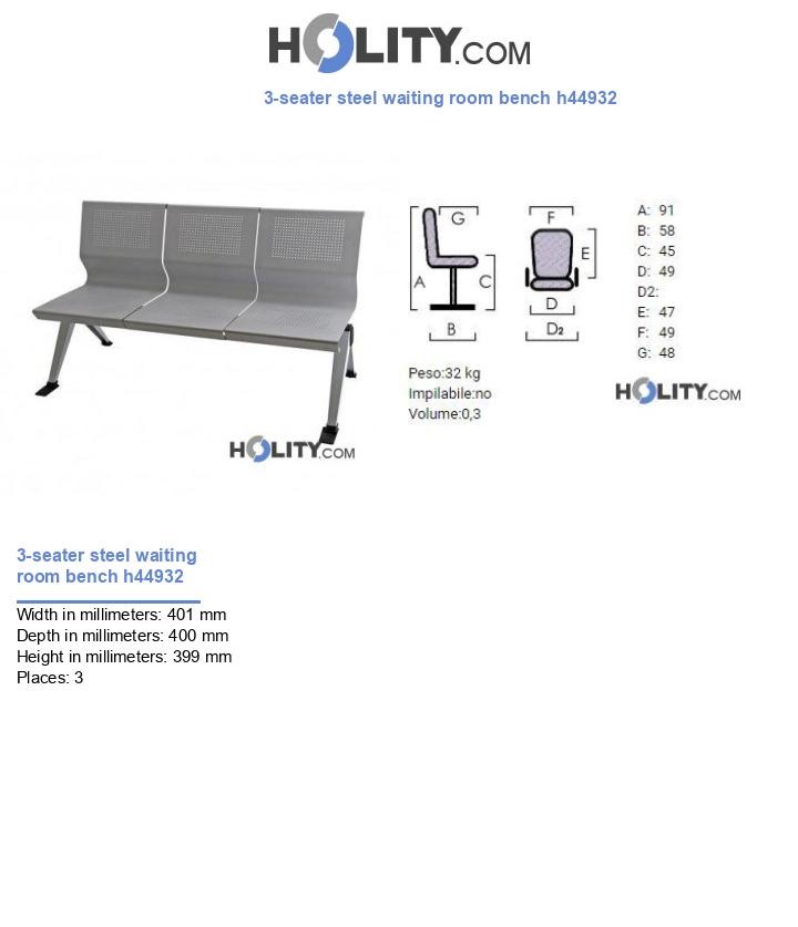 3-seater steel waiting room bench h44932