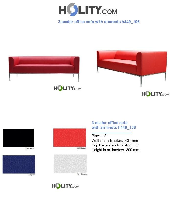 3-seater office sofa with armrests h449_106
