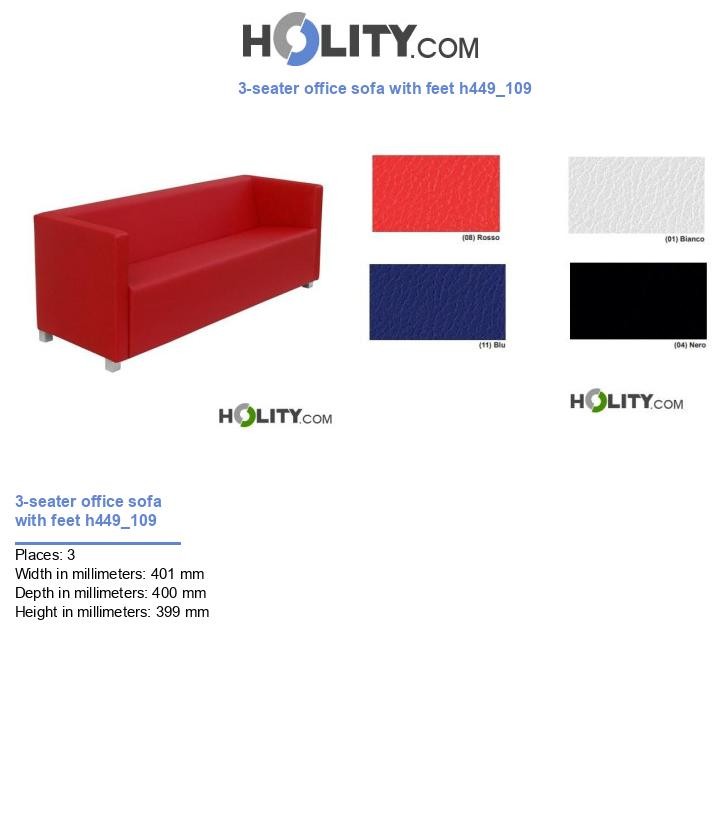 3-seater office sofa with feet h449_109