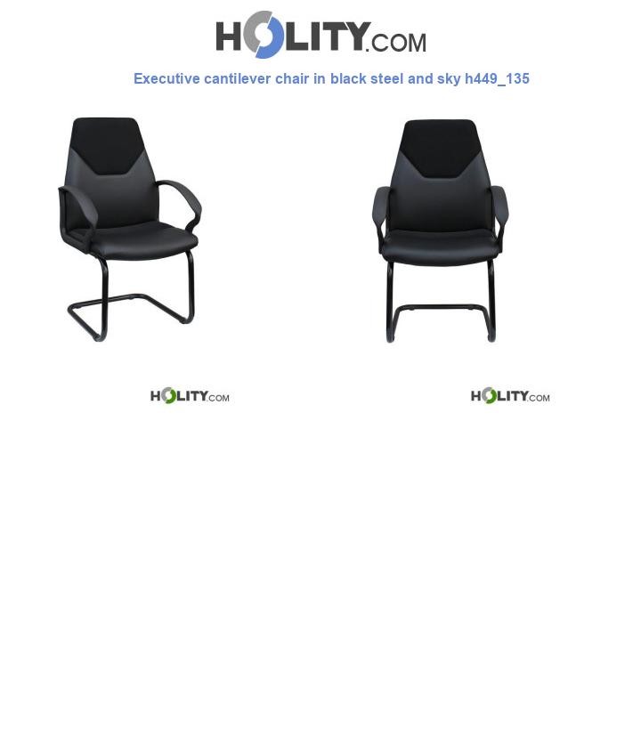 Executive cantilever chair in black steel and sky h449_135