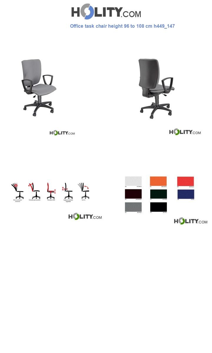 Office task chair height 96 to 108 cm h449_147