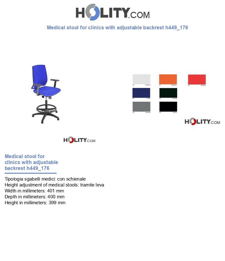 Medical stool for clinics with adjustable backrest h449_176