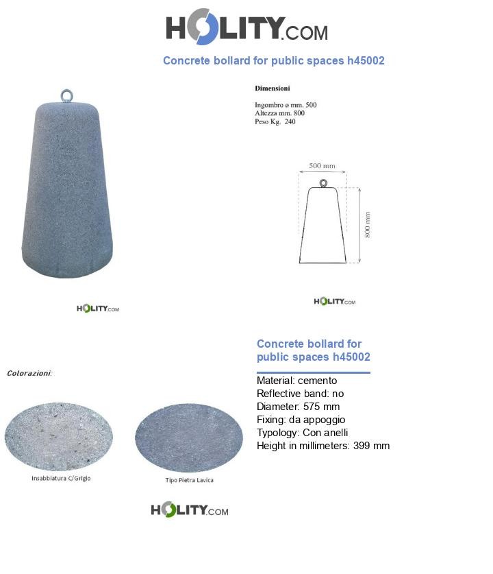 Concrete bollard for public spaces h45002