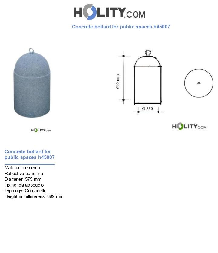 Concrete bollard for public spaces h45007