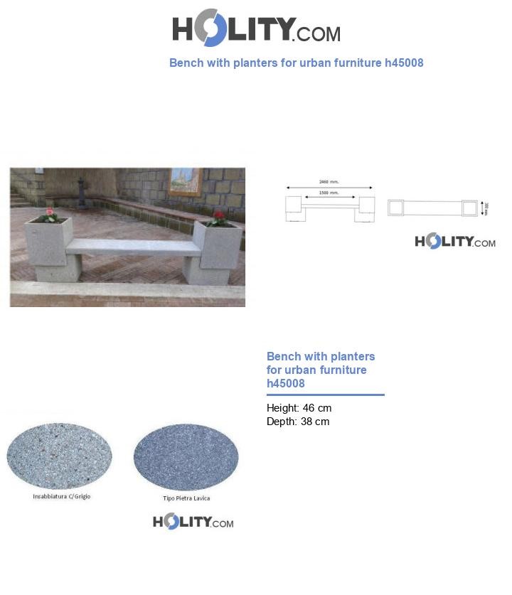 Bench with planters for urban furniture h45008