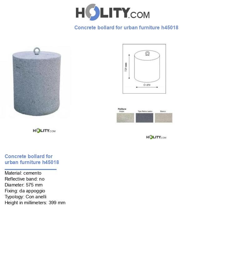 Concrete bollard for urban furniture h45018