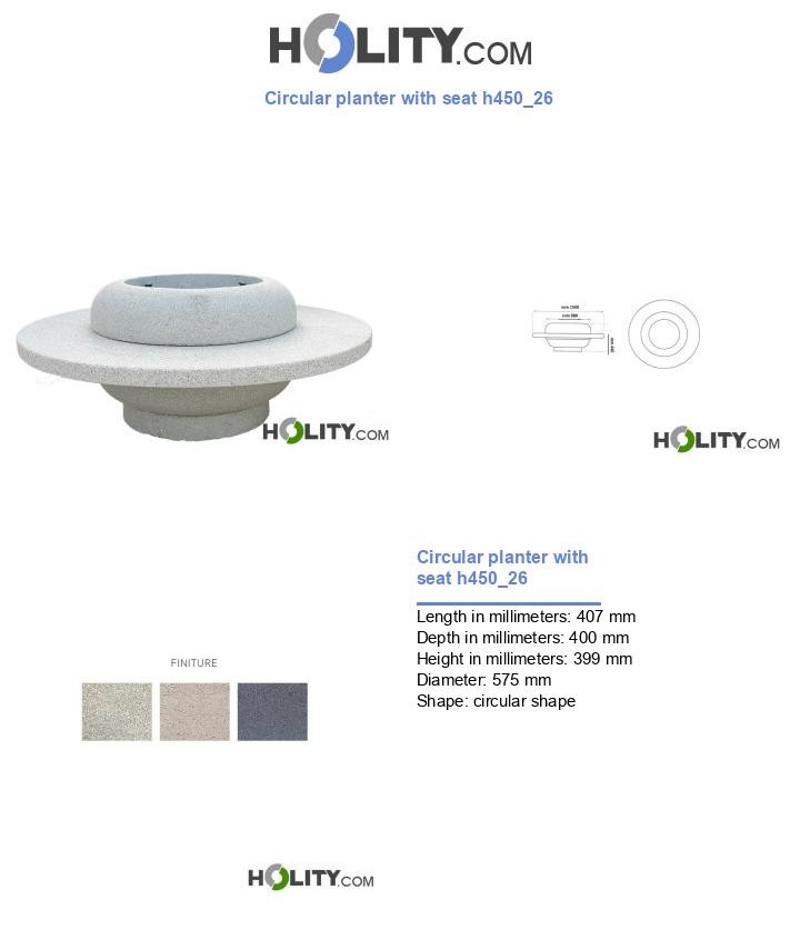 Circular planter with seat h450_26