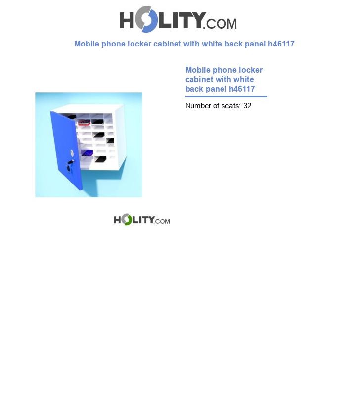 Mobile phone locker cabinet with white back panel h46117