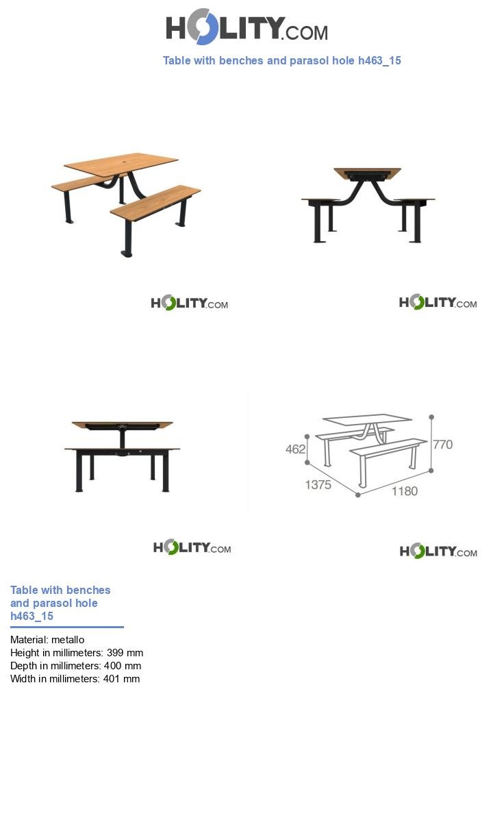 Table with benches and parasol hole h463_15