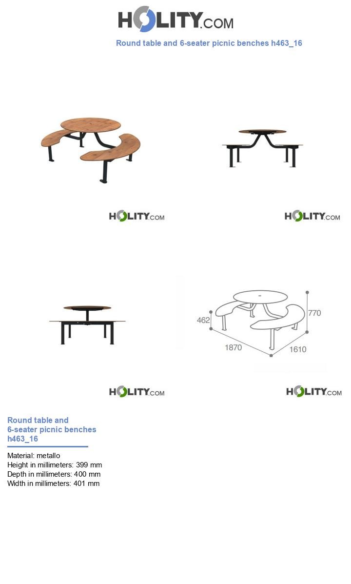 Round table and 6-seater picnic benches h463_16