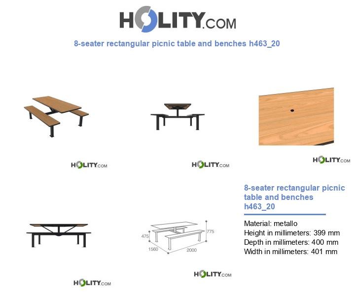 8-seater rectangular picnic table and benches h463_20