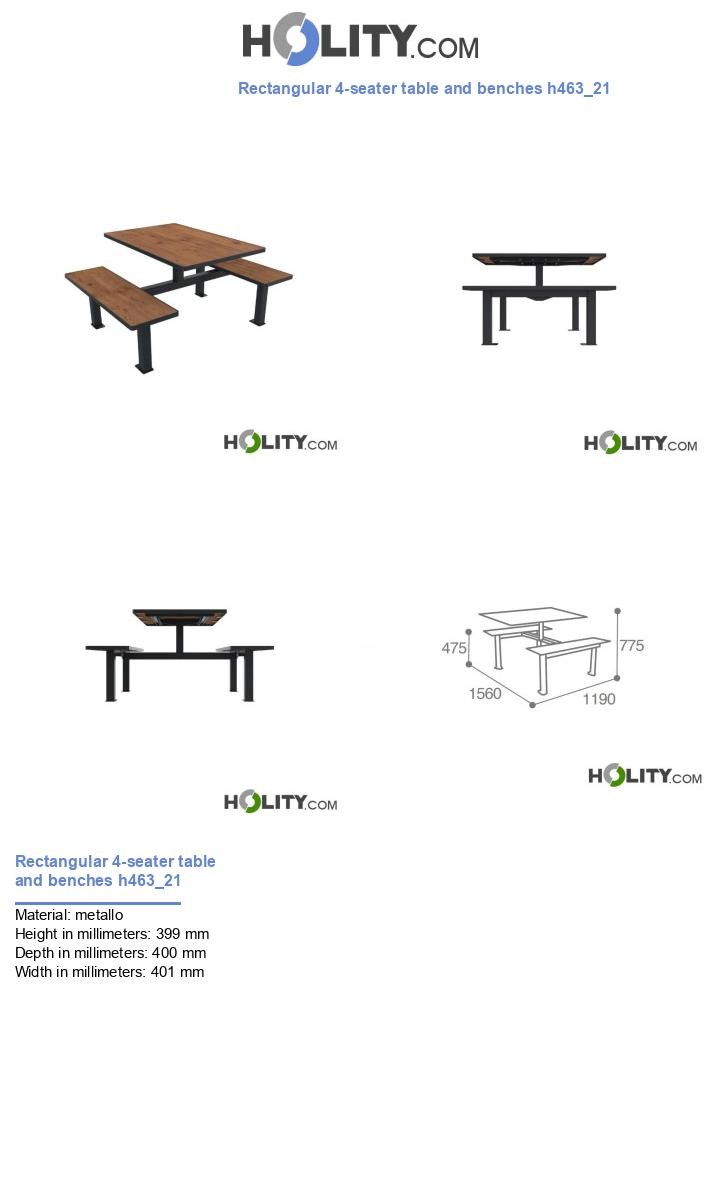 Rectangular 4-seater table and benches h463_21