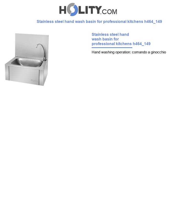 Stainless steel hand wash basin for professional kitchens h464_149