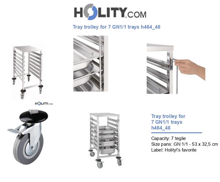 Tray trolley for 7 GN1/1 trays h464_48