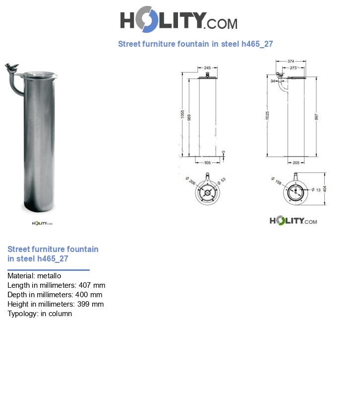 Street furniture fountain in steel h465_27