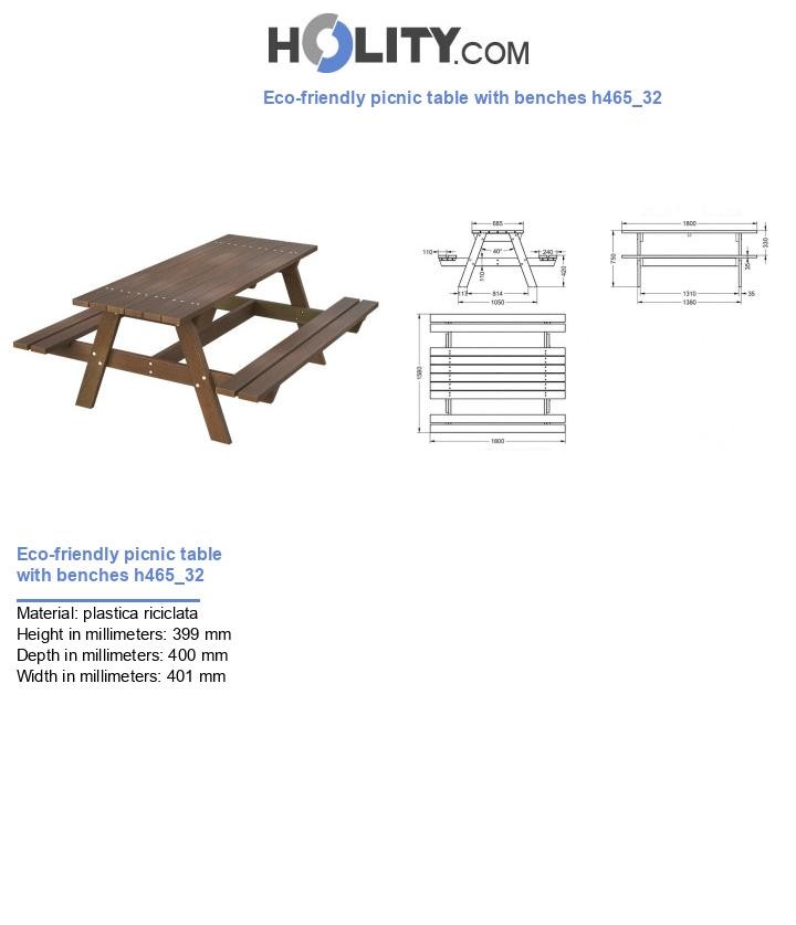 Eco-friendly picnic table with benches h465_32