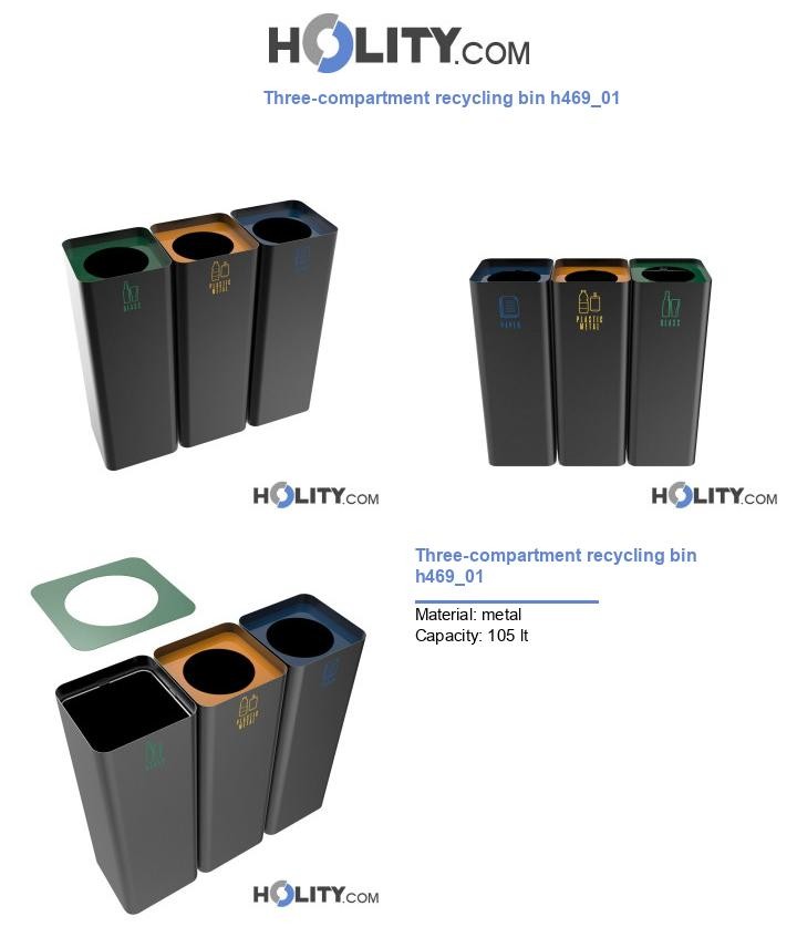 Three-compartment recycling bin h469_01