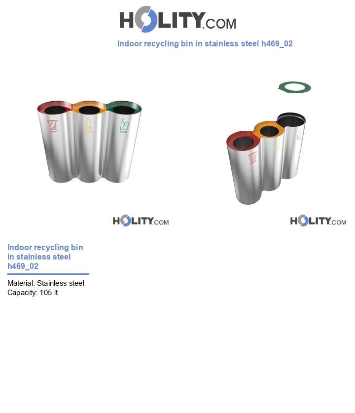 Indoor recycling bin in stainless steel h469_02