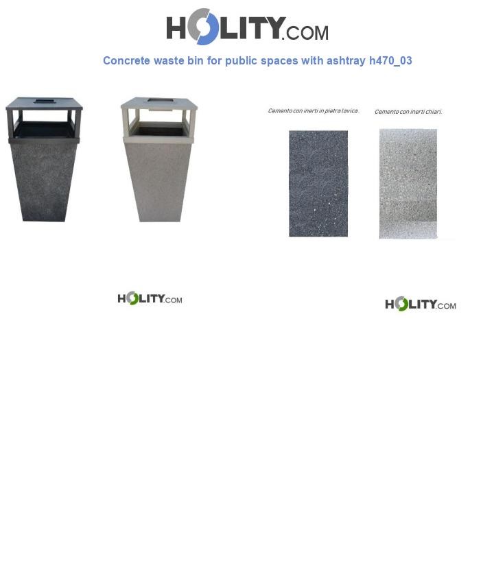 Concrete waste bin for public spaces with ashtray h470_03