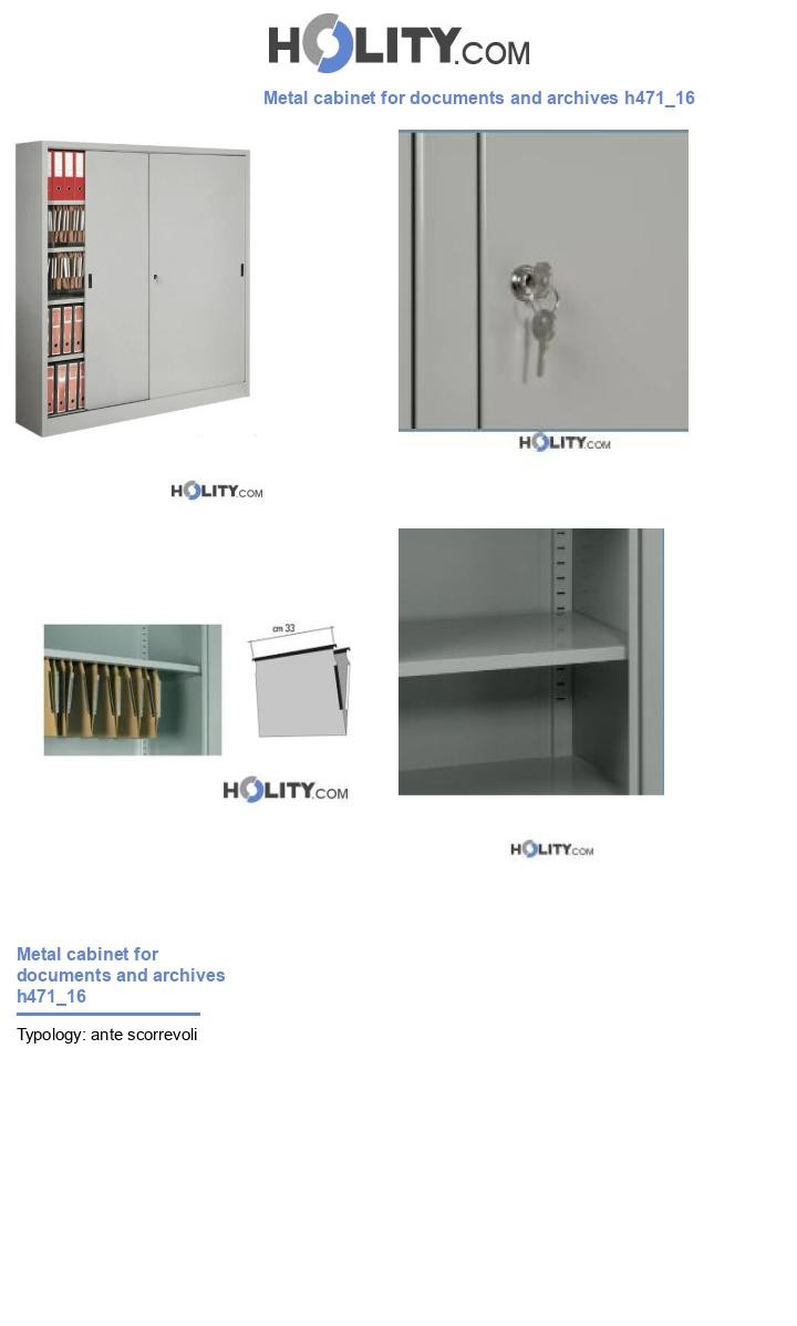Metal cabinet for documents and archives h471_16