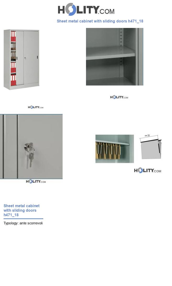 Sheet metal cabinet with sliding doors h471_18