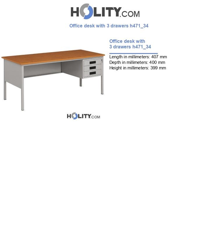 Office desk with 3 drawers h471_34
