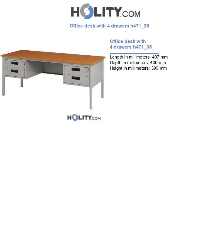 Office desk with 4 drawers h471_35