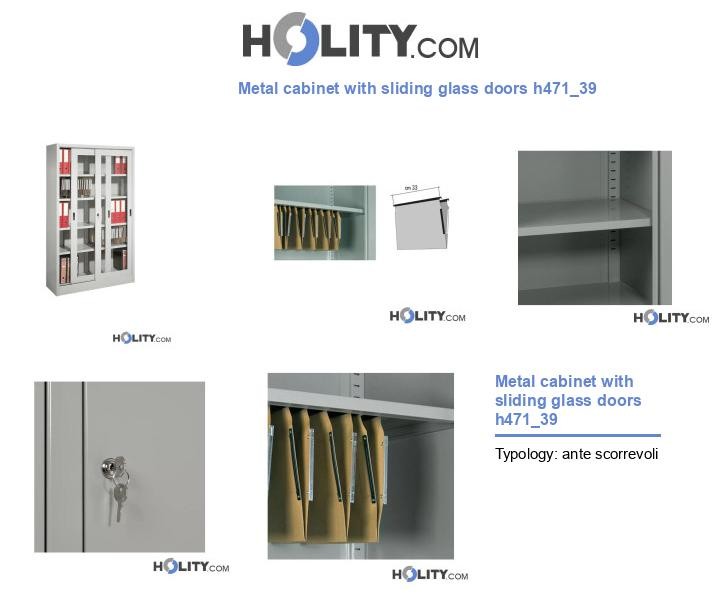 Metal cabinet with sliding glass doors h471_39