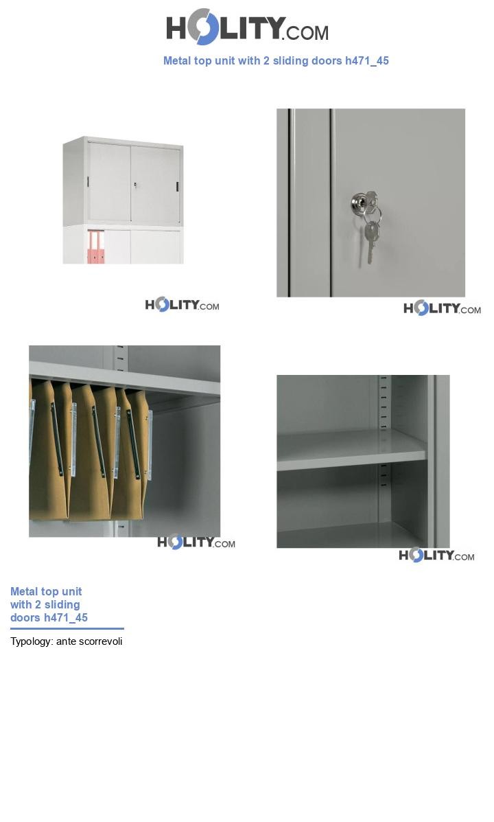 Metal top unit with 2 sliding doors h471_45