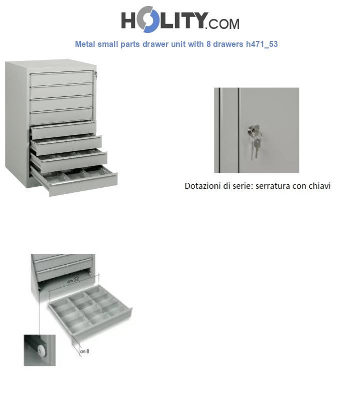 Metal small parts drawer unit with 8 drawers h471_53
