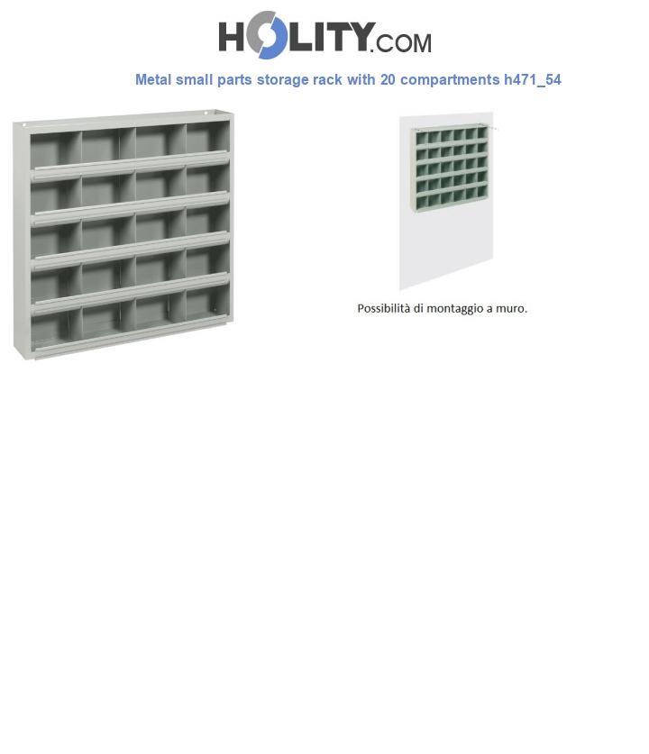 Metal small parts storage rack with 20 compartments h471_54