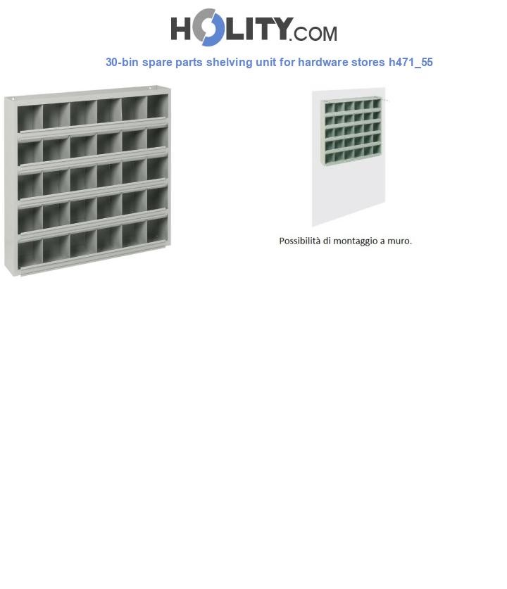 30-bin spare parts shelving unit for hardware stores h471_55