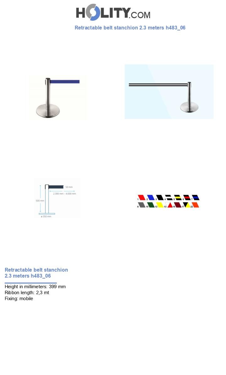 Retractable belt stanchion 2.3 meters h483_06