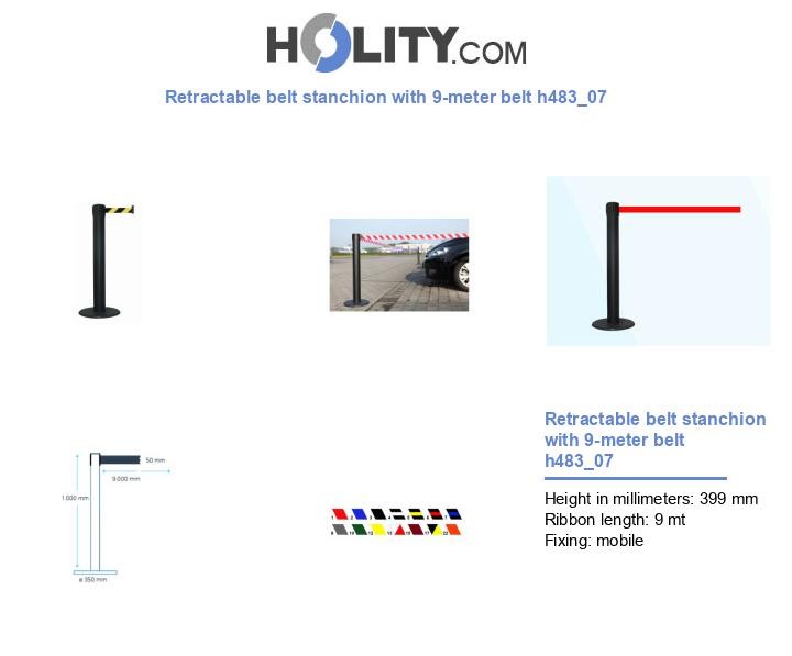 Retractable belt stanchion with 9-meter belt h483_07