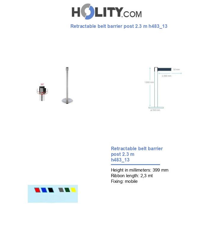 Retractable belt barrier post 2.3 m h483_13