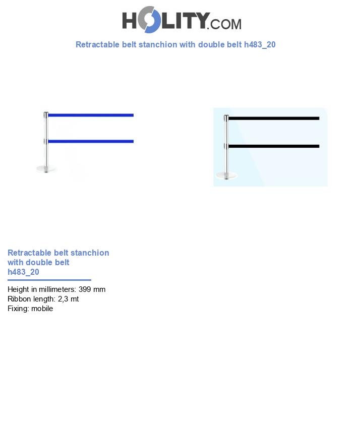 Retractable belt stanchion with double belt h483_20