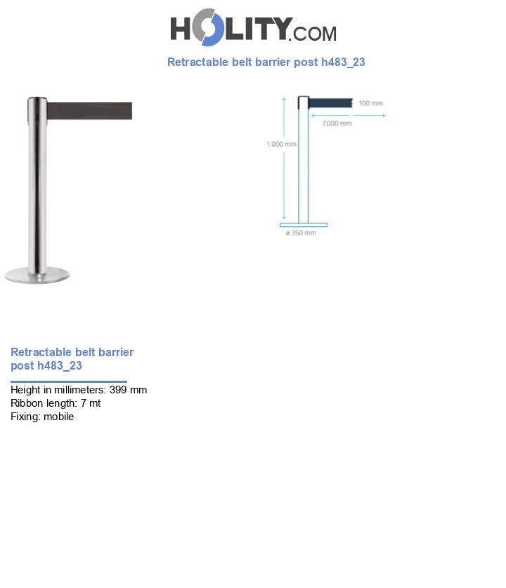 Retractable belt barrier post h483_23