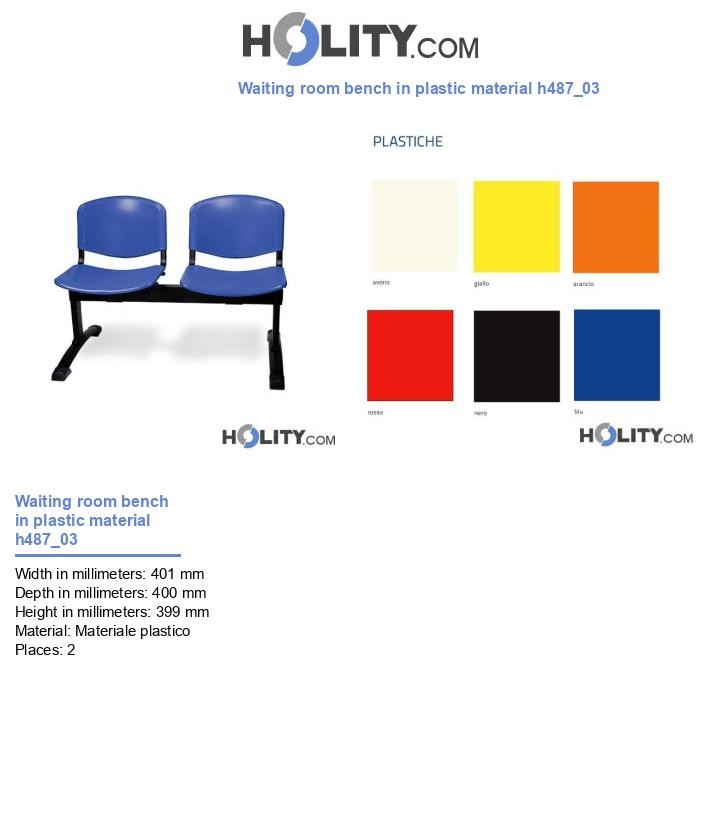 Waiting room bench in plastic material h487_03