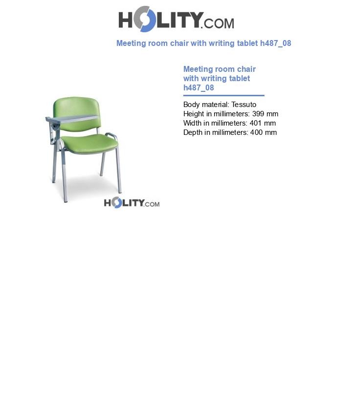 Meeting room chair with writing tablet h487_08