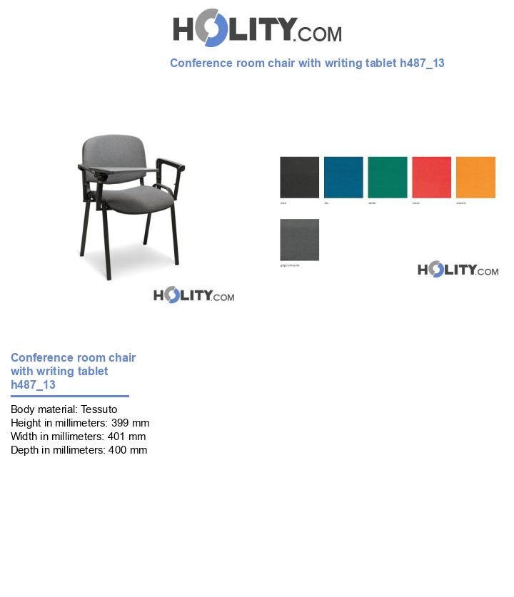 Conference room chair with writing tablet h487_13