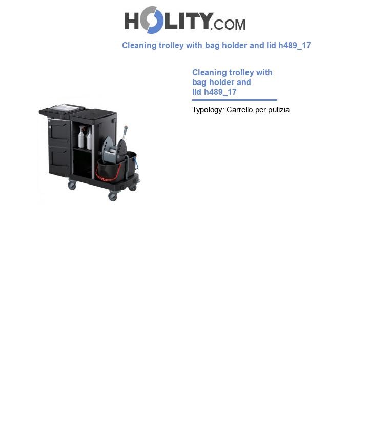 Cleaning trolley with bag holder and lid h489_17