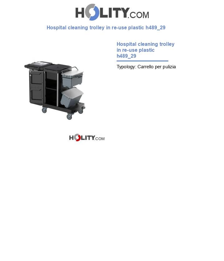 Hospital cleaning trolley in re-use plastic h489_29