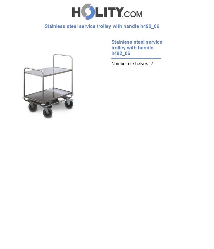 Stainless steel service trolley with handle h492_06