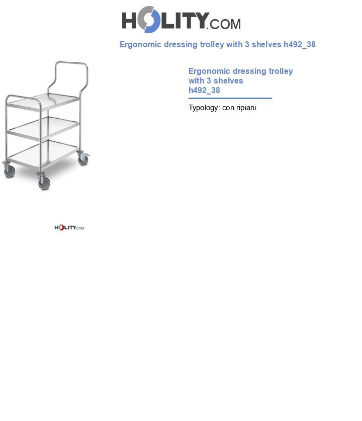 Ergonomic dressing trolley with 3 shelves h492_38