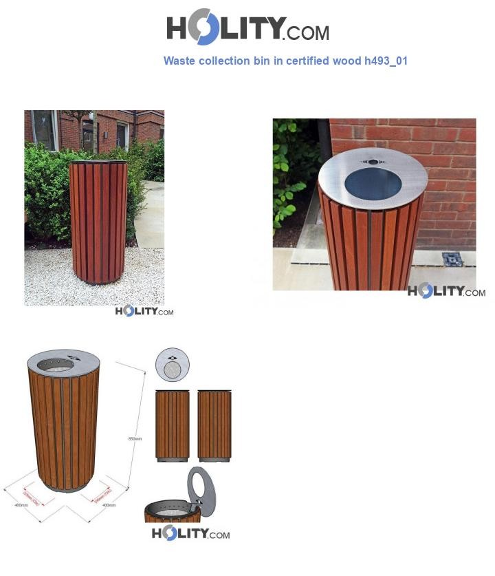 Waste collection bin in certified wood h493_01