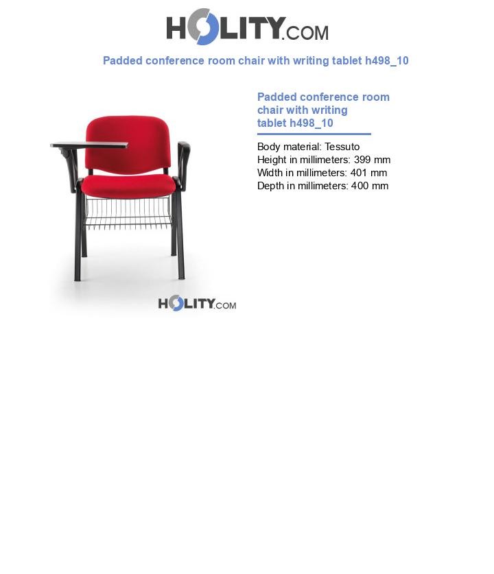 Padded conference room chair with writing tablet h498_10