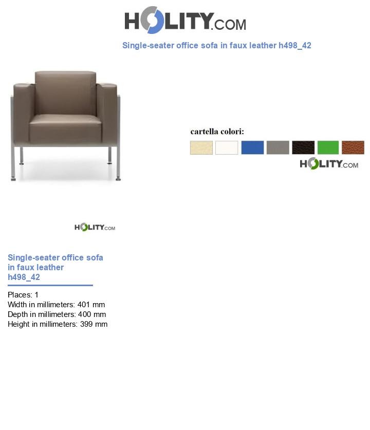 Single-seater office sofa in faux leather h498_42
