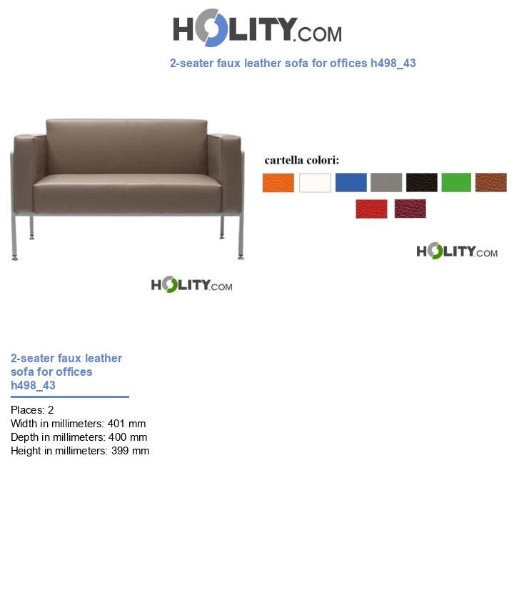 2-seater faux leather sofa for offices h498_43